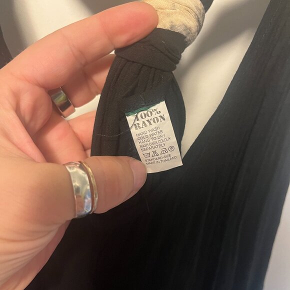 Boho Tie-Dye Rayon Jumper with Knot Straps – Black & Tan – One Size - Picture 3 of 6